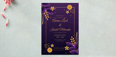 Purple & Gold Aesthetics Wedding Invitation Card