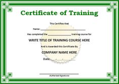 Personalized Training Certificate