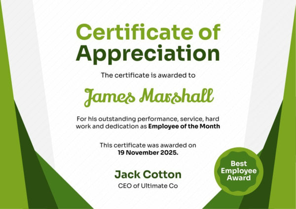 Employee Appreciation Certificate Awards | Employee Awards and Recognition Trophies